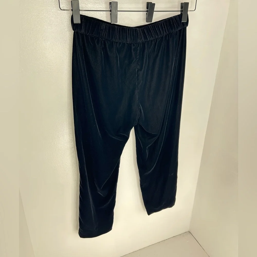 J. Crew Black Slim Elastic Waist Velvet Dress Pants Size 8 Pockets Career 33x26‎